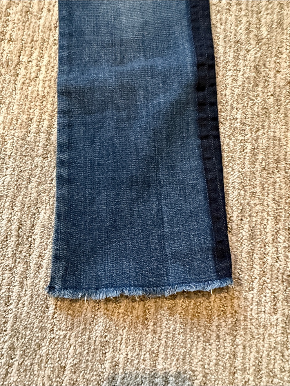 Tory Burch Two-Tone Dark raw hem Straight leg Jeans - Picture 4 of 5